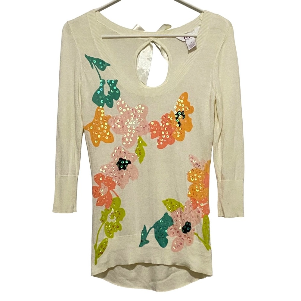 Y2K Candies Pullover Bow‎ Sweater S Cream Fairy Art to Wear Balletcore Romantic